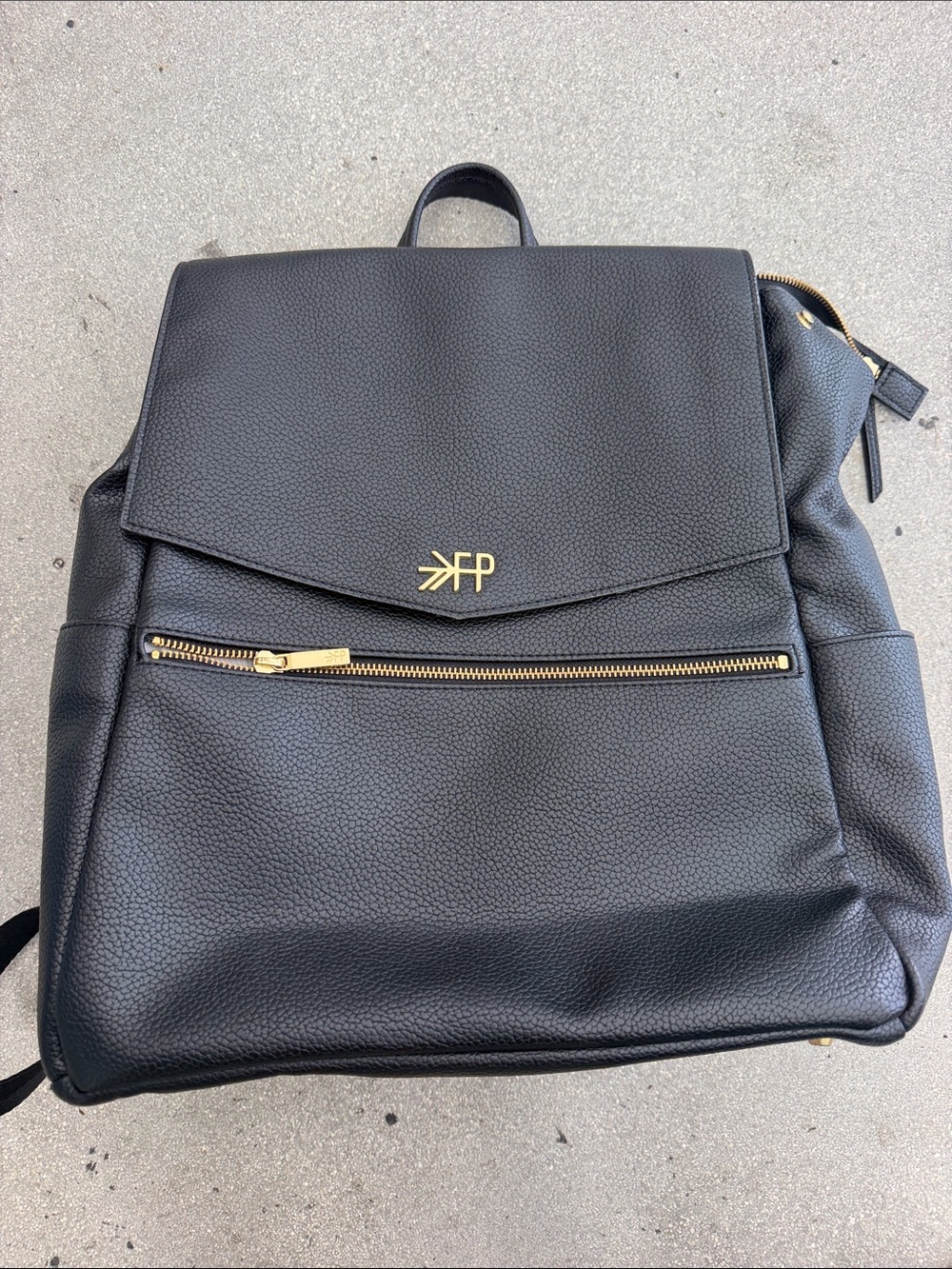 Black Pebbled Leather Backpack - diaper bag